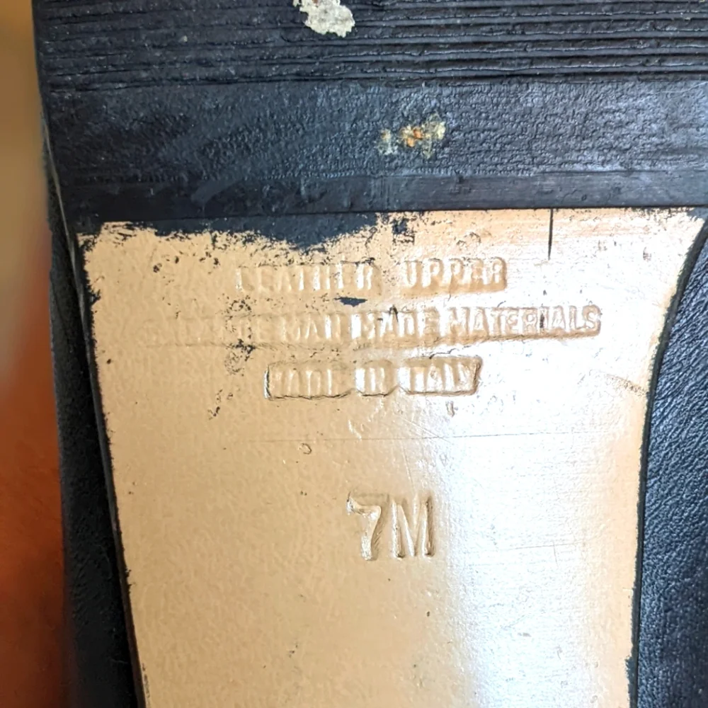 Vintage Black Leather Tall Flat Boots 6.5 or 7 - Picture 9 of 10